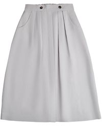 Tod's - Linen Pleated Midi Skirt - Lyst