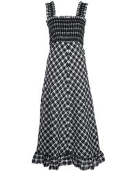 Ganni Geruite Jurk - Zwart