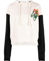 JW Anderson - Floral-embroidered Contrast-sleeve Hoodie - Lyst