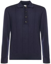 Eleventy - Knitted Long-Sleeve Polo Shirt - Lyst