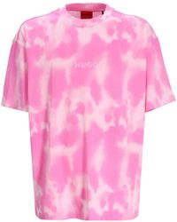 HUGO - Tie-dye Logo-print T-shirt - Lyst