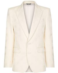 Dolce & Gabbana - Blazer boutonné à logo DG en jacquard - Lyst