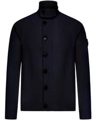 Stone Island - High-Neck Wool Cardigan - Lyst