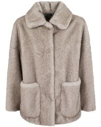 Herno - Veste En Fourrure Artificielle À Poches Plaquées - Lyst