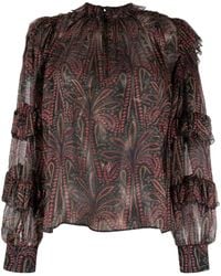 Etro - Ruffled Paisley-Print Silk Blouse - Lyst
