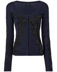 Pinko - Wool Cardigan With Lace Inserts - Lyst