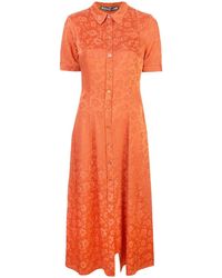 ALEXACHUNG Overhemdjurk Met Geborduurde Bloemen - Oranje