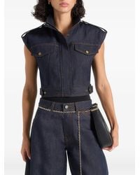 Manière De Voir - Imelda Denim Cropped Wide Shoulder Sleeveless Jacket - Lyst