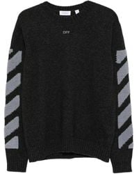 Off-White c/o Virgil Abloh - Diagonals Fuzzy Knit Crewneck Sweater - Lyst