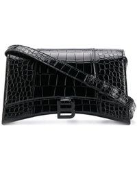Balenciaga Schultertasche mit Kroko-Effekt - Schwarz