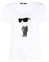 Karl Lagerfeld - Ikonik T-Shirt aus Bio-Baumwolle - Lyst