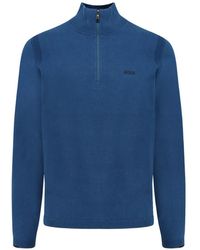 BOSS - Logo-Patch Half-Zip Sweater - Lyst