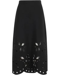 Ulla Johnson - Grace Laser-Cut Floral Midi Skirt - Lyst