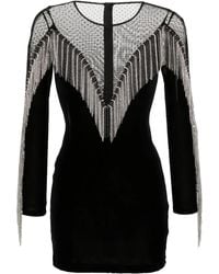 Nissa - Fringe-Detail Velvet Mini Dress - Lyst