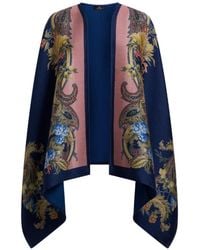 Etro - Cape En Laine Avec Imprimé Paisley Floral Placé - Lyst