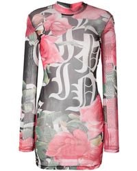 Philipp Plein - Logo-Print Semi-Sheer Mini Dress - Lyst