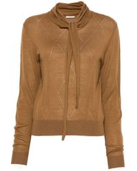LAMRONS - Pullover Aus Pointelle-Strick Mit Schleife - Lyst