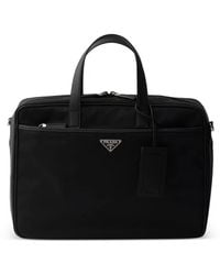 Prada - Re-Nylon And Saffiano Leather Work Bag - Lyst
