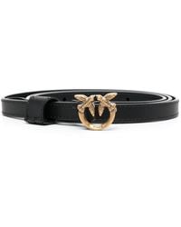 Pinko - Love Birds Pebbled Leather Belt - Lyst