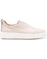 Santoni - Leather Slip-On Trainers With Rubber Sole - Lyst