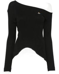 Vivienne Westwood - Orb-Embroidered Asymmetric-Neck Top - Lyst