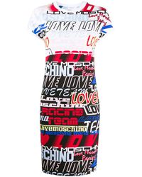 Love Moschino T-shirtjurk Met Logoprint - Wit