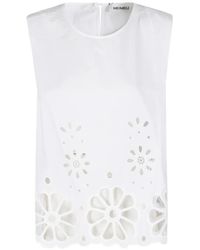MEIMEIJ - Broderie-Anglaise Sleeveless Blouse - Lyst