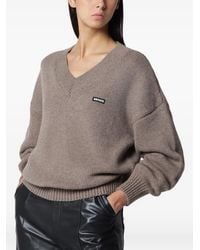 ROTATE BIRGER CHRISTENSEN - Logo-Patch V-Neck Sweater - Lyst