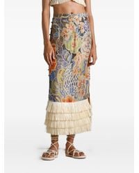 Ixiah - Casablanca Floral-Print Midi Skirt - Lyst
