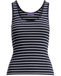 Ralph Lauren - Top de punto de canalé a rayas - Lyst