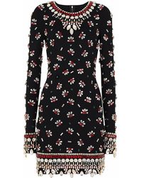 Dolce & Gabbana - Embellished Long-Sleeve Minidress - Lyst