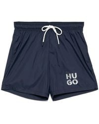 BOSS - Logo Print Swim Shorts - Lyst