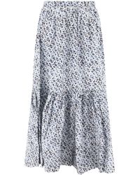 Ganni - Floral-print Organic-cotton Flounce Maxi Skirt - Lyst