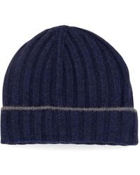 Brunello Cucinelli - Ribbed-Knit Cashmere Beanie Hat - Lyst