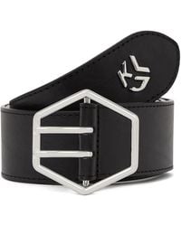 KARL LAGERFELD - Hexagon-Buckle Leather Belt - Lyst