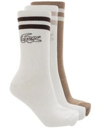 Lacoste - Logo-Embroidered Striped-Trim Socks (Set Of Three) - Lyst