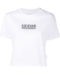Izzue - T-shirt à logo orné de cristaux - Lyst