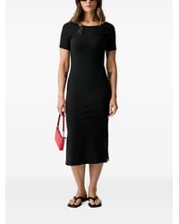 adidas - Ribbed Logo-Embroidered Midi Dress - Lyst