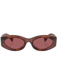 Miu Miu - Logo-lettering Oval-frame Sunglasses - Lyst