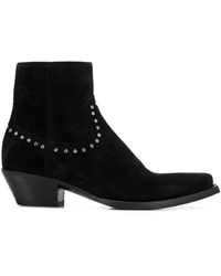 Saint Laurent Enkellaarzen Met Studs - Zwart