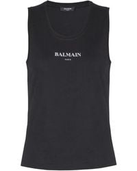 Balmain - Logo-Print Cotton Top - Lyst