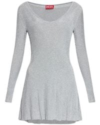 DIESEL - M-Dalila V-Neck Long-Sleeved Mini Dress - Lyst