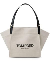 Tom Ford - Mittelgroße Amalfi Handtasche aus Canvas - Lyst