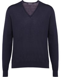 Worsted Wool V-neck Sweater Prada pour homme en coloris Noir Homme Vêtements Pulls et maille Pulls col en v 