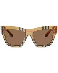 Burberry - Check-Pattern Square-Frame Sunglasses - Lyst