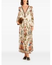 FARM Rio - V-Neck Floral~Print Midi Dress - Lyst