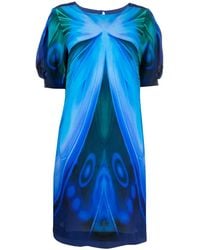 Alberta Ferretti - Butterfly-Print Short-Sleeve Dress - Lyst