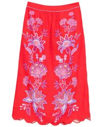 FARM Rio - Porcelain Garden Midi-Rok Met Gewelfde Afwerking - Lyst