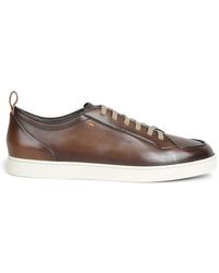 Santoni - Baskets En Cuir À Logo Embossé - Lyst