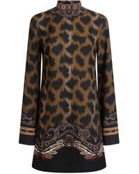Etro - Satijnen Mini-Jurk Met Dieren-Patroon - Lyst
